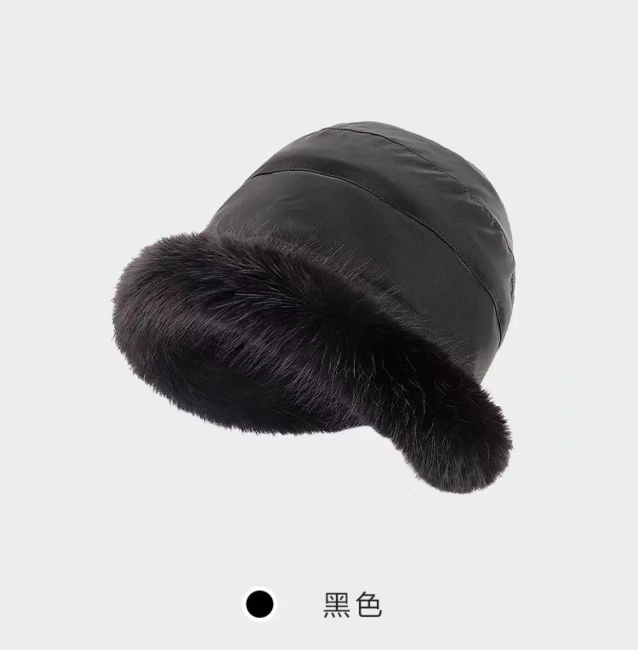 

Stylish plush bucket hat windproof warm thickened One size fits all чорний