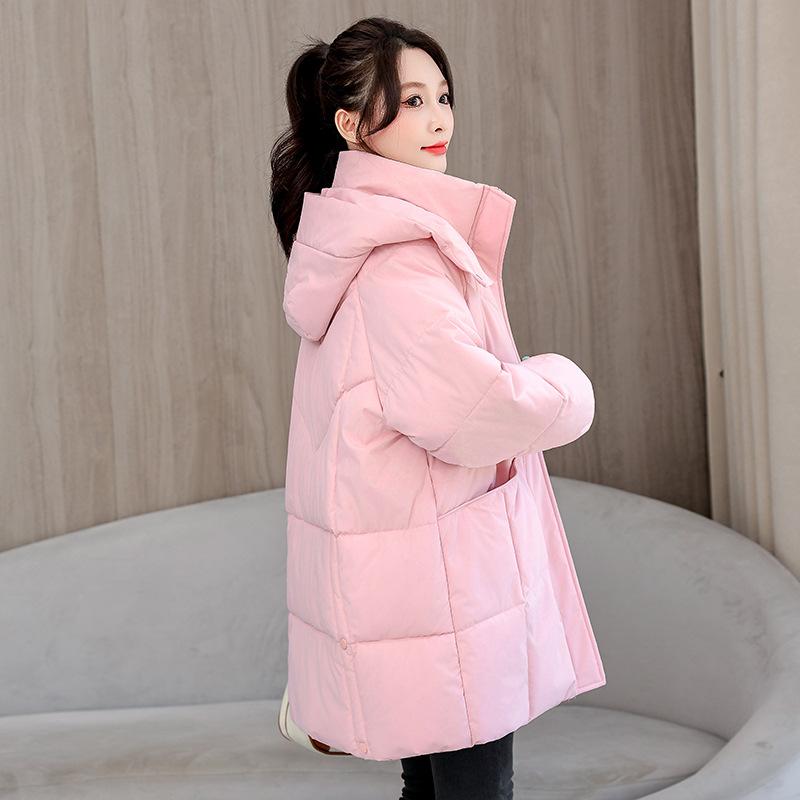 Neue Winter Kapuzenjacke Vielseitige Baumwolljacke Lockere Baumwolljacke Modische Mittellange Warme Baumwolljacke Damenjacke