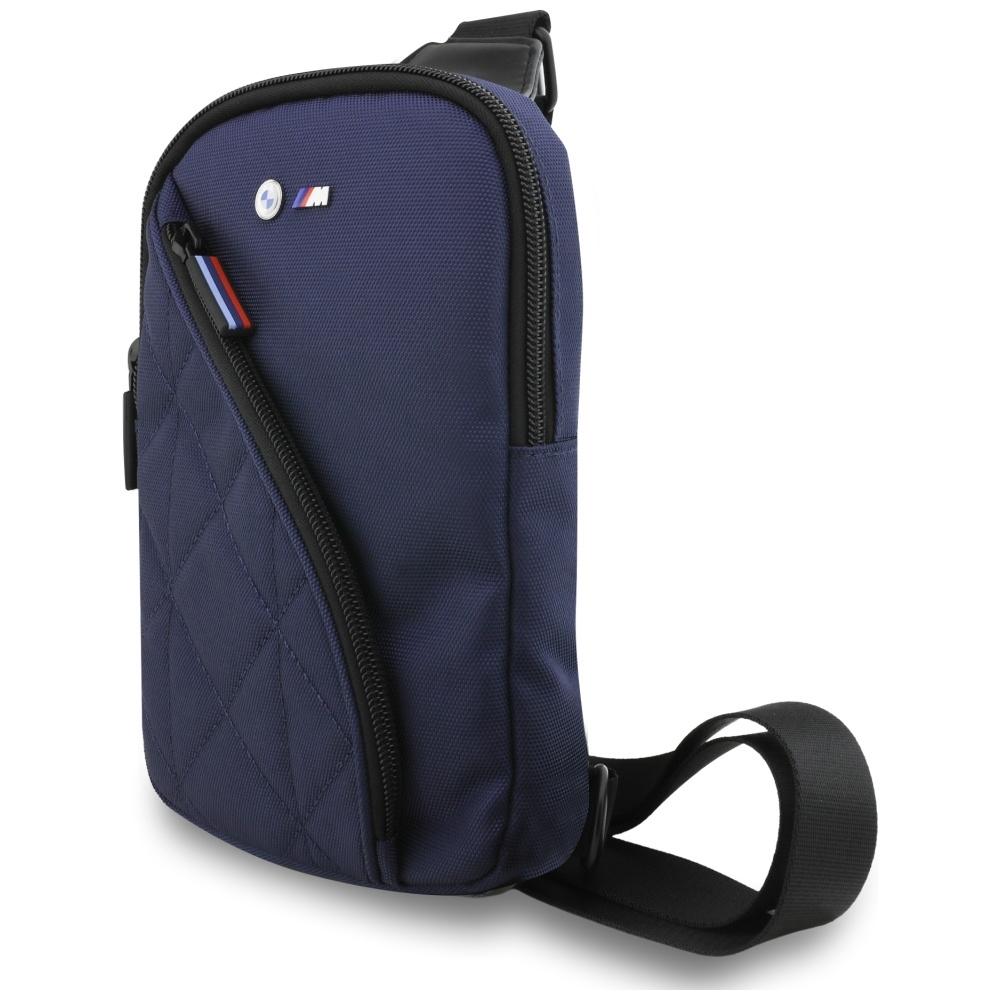 BMW Nylon-Tasche & Metall-Logo Umhänge-Handytasche Dunkelblau