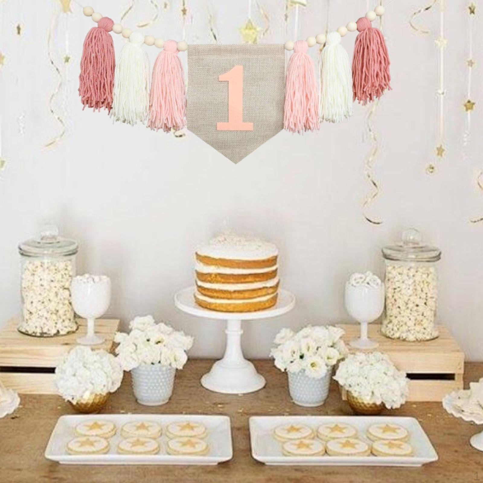 

1 Баннер на день рождения для декора детской комнаты для девочек из Хохштуля розовый