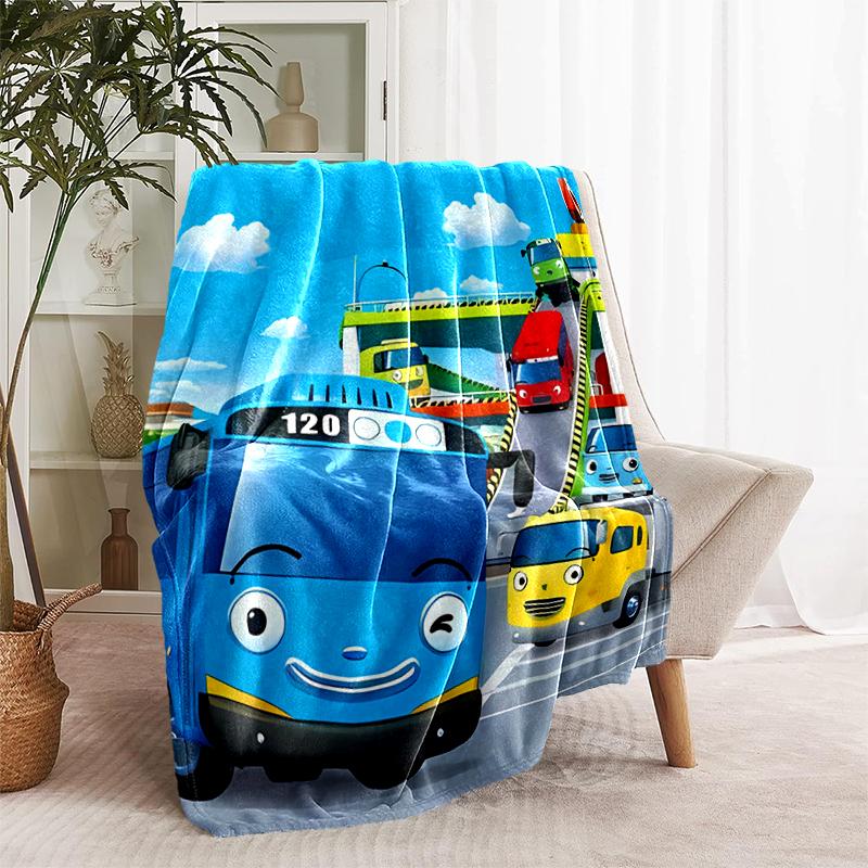 1 pezzo Coperta Tayo il Piccolo Autobus Design Stampato, Coperta Leggera per Divano, Letto - Morbida e Calda, Regalo per Tutte le Stagioni come Natale, Halloween