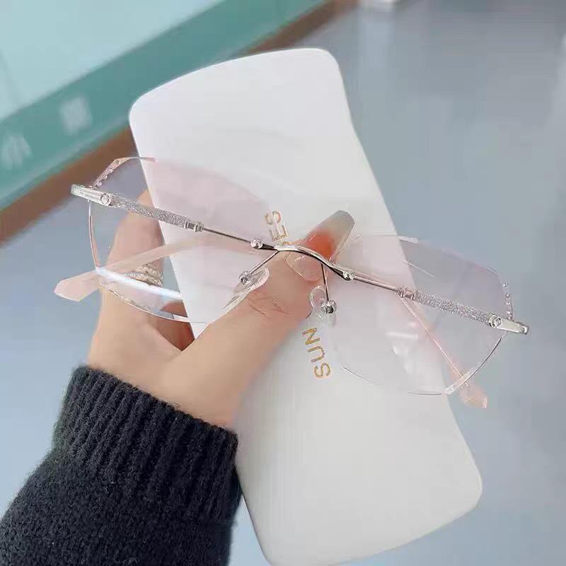 Women's Anti-Blue Light Diamond-Cut Rimless Reading Glasses