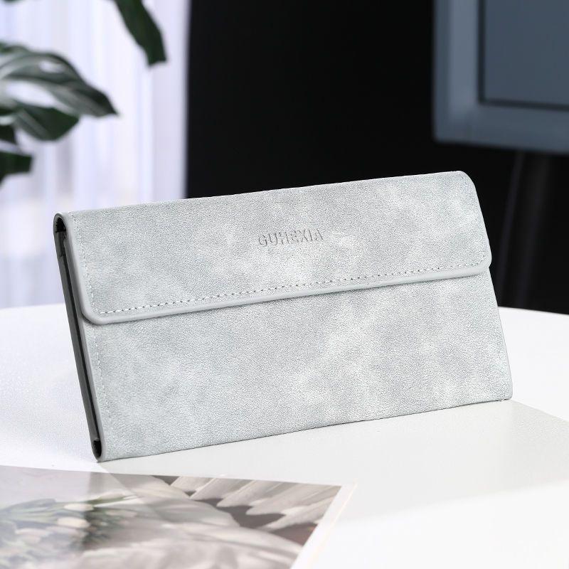 

Мужской ультратонкий длинный кожаный кошелек - Молодежный, много отделений для карт, повседневный стиль, модный японский и корейский дизайн серый