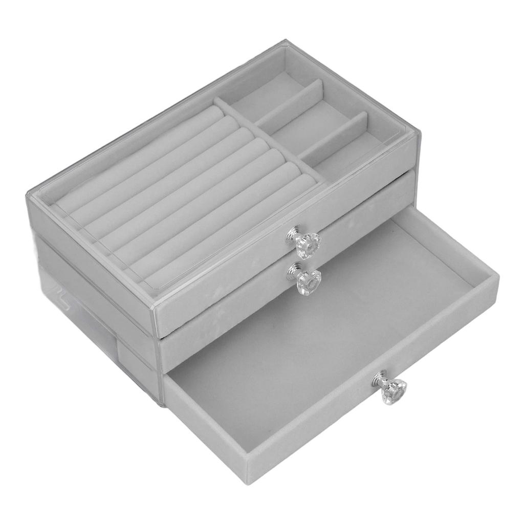 Acrylic Jewelry   3 Drawers Storage Box Transparent Jewelry Display Stand rrings Necklace Holder Case