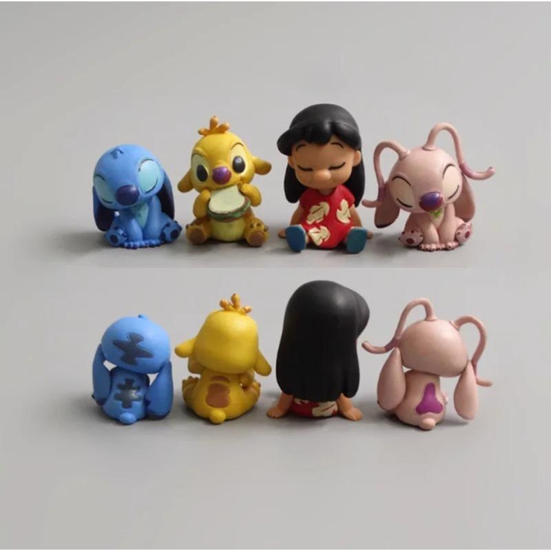 

Disney Stitch Sleeping Together Series Cute Figurine Desktop Ornament Holiday Surprise Gift 4pcs