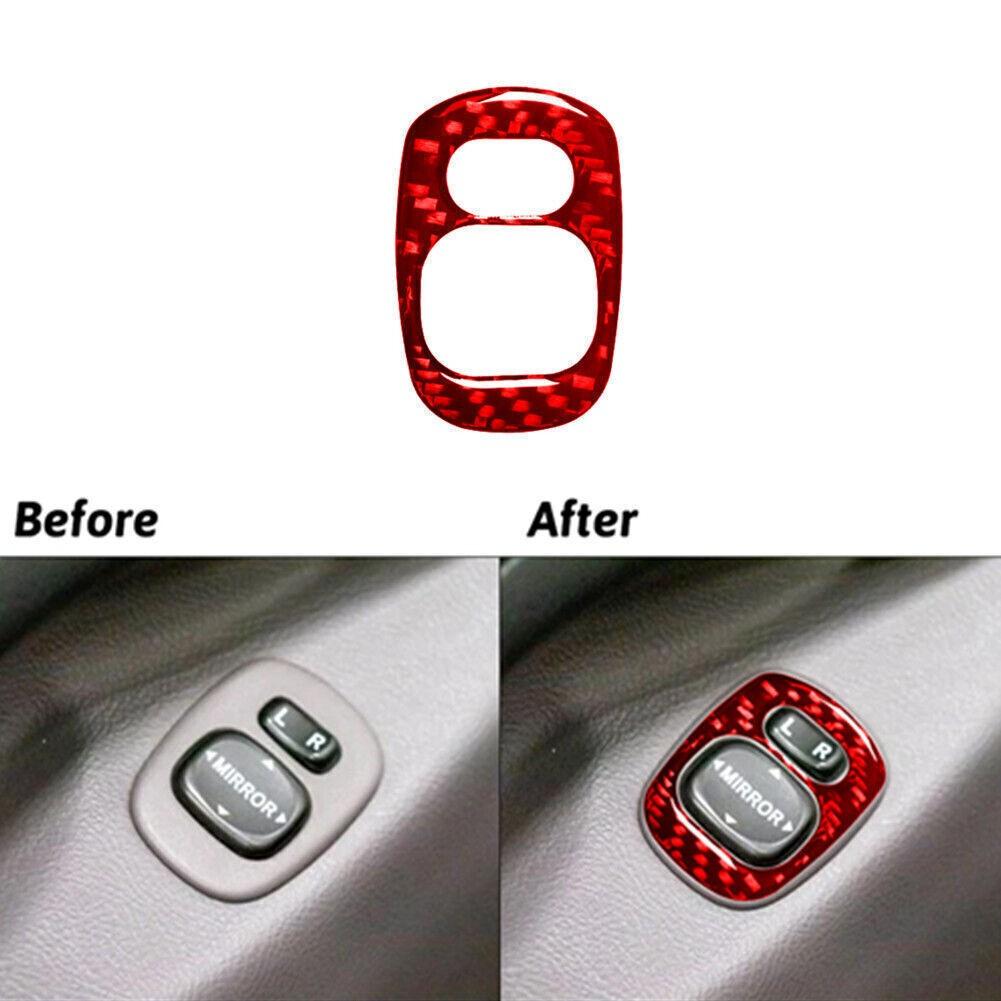 For Toyota Celica 2001-2005 Red Carbon Fiber Rearview Mirror Button Panel Cover