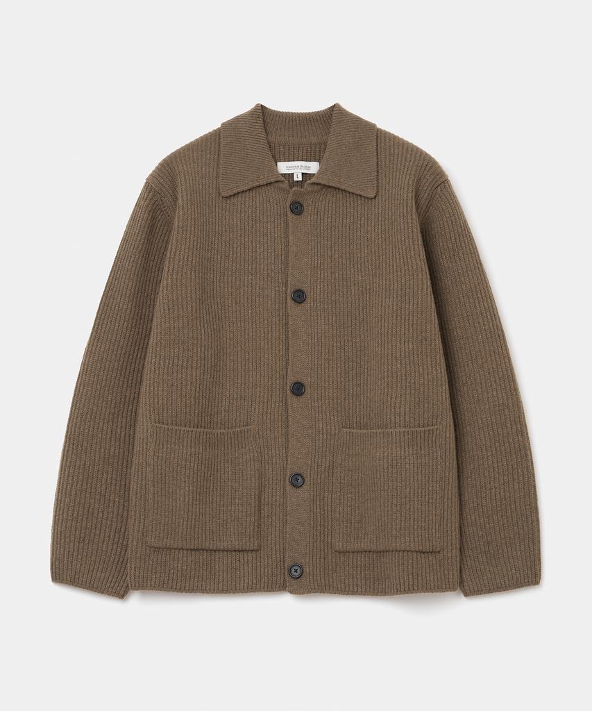 Uniform Bridge Pocket Collar Knit Cardigan Mocha