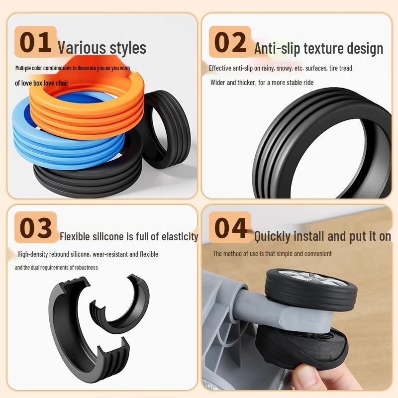 Universal Silent Silicone Luggage Wheel Cover - Protective Suitcase Accessory