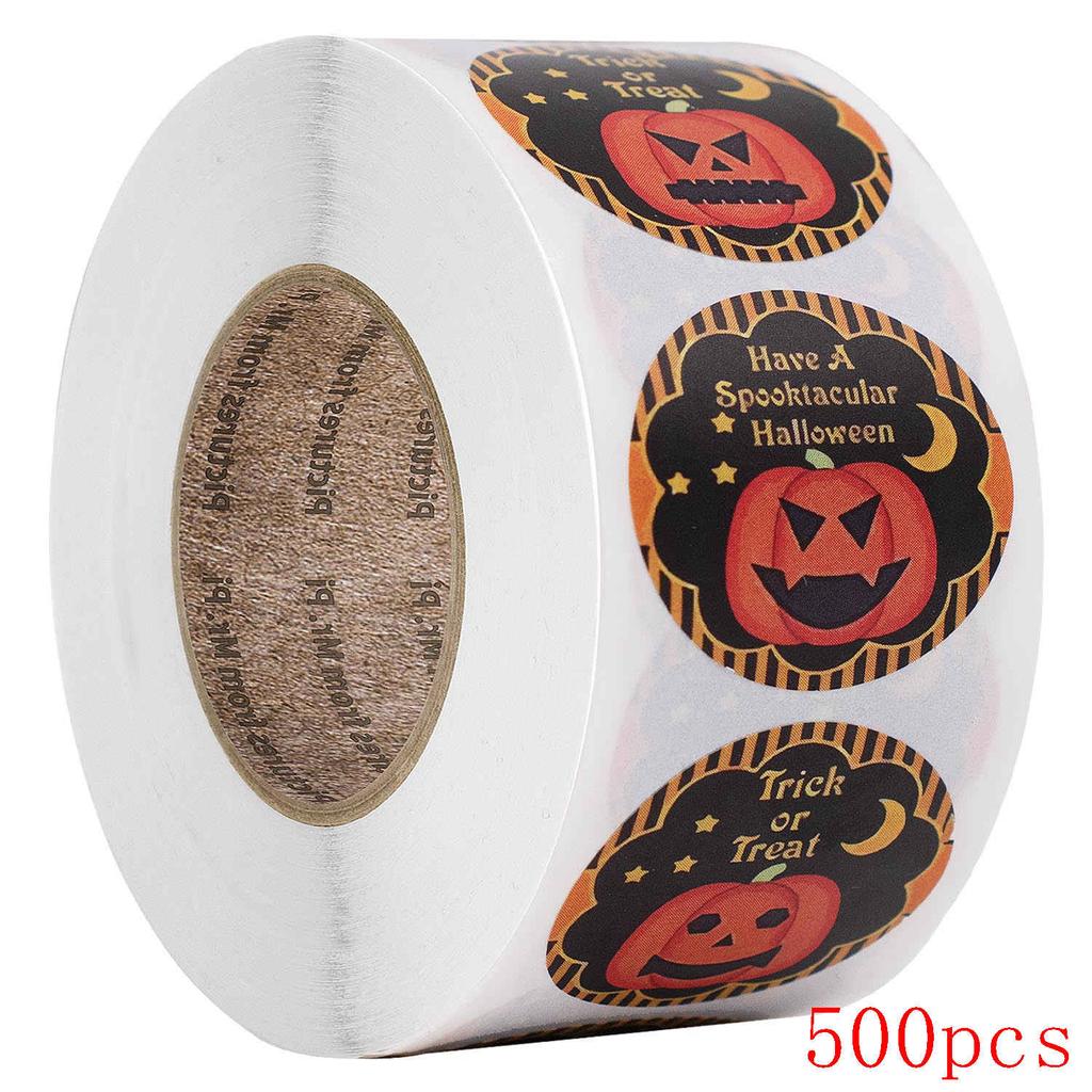 50-500pcs Halloween Round Stickers Self Adhesive Label Paper Candy Bags Stickers Package Seal Gift Packaging Sealing Craft