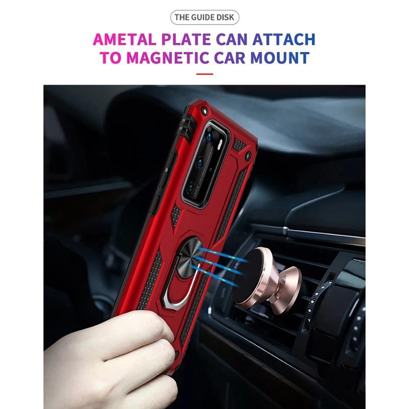 Ütésálló Páncél Autós Mágneses Telefontok Huawei Mate 40 30 20 20X P40 P30 P20 Lite Pro Plus 5G 2019-hez Gyűrűtartó Hátlap