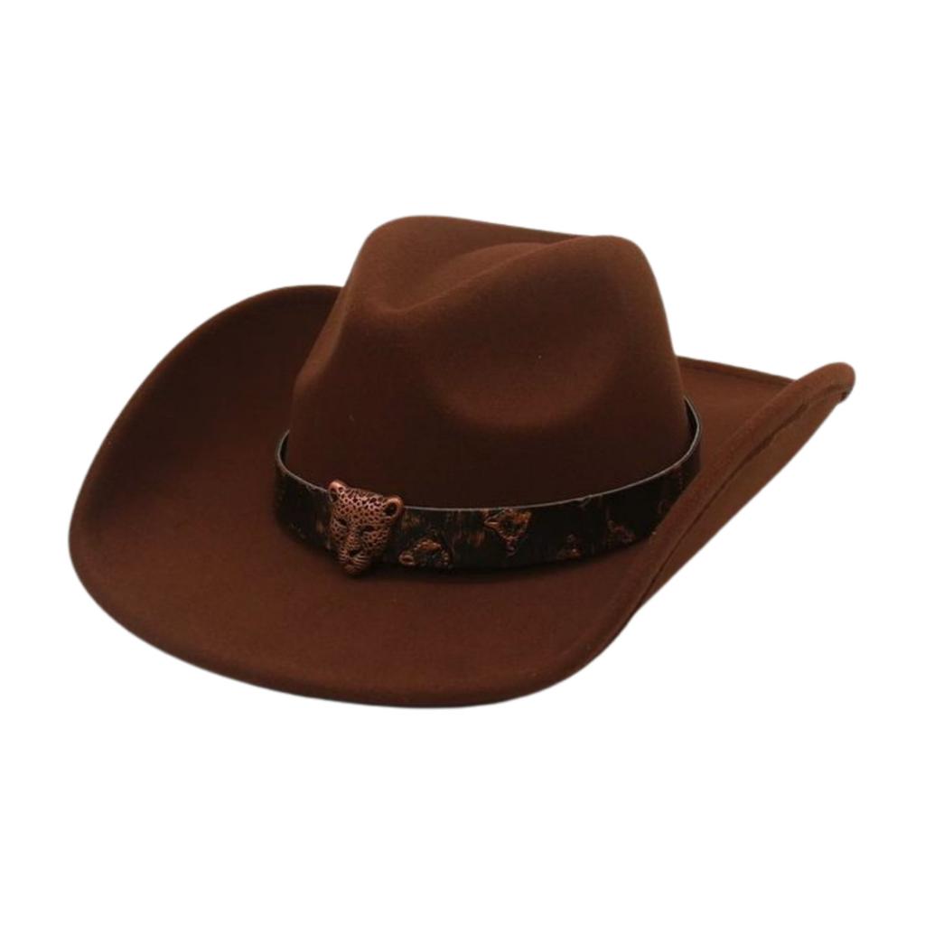 European, American And Western Felt Hats Cross-Border Amazon Hot-Selling Leopard Print Cowboy Hats Woolen Top Hats Jazz Hats Men'S And Women'S Hats