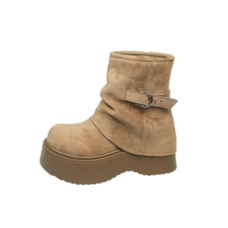 [Fanfna] Small man heightening trousers short boots women's 2025 autumn new muffin thick-soled western Martin boots