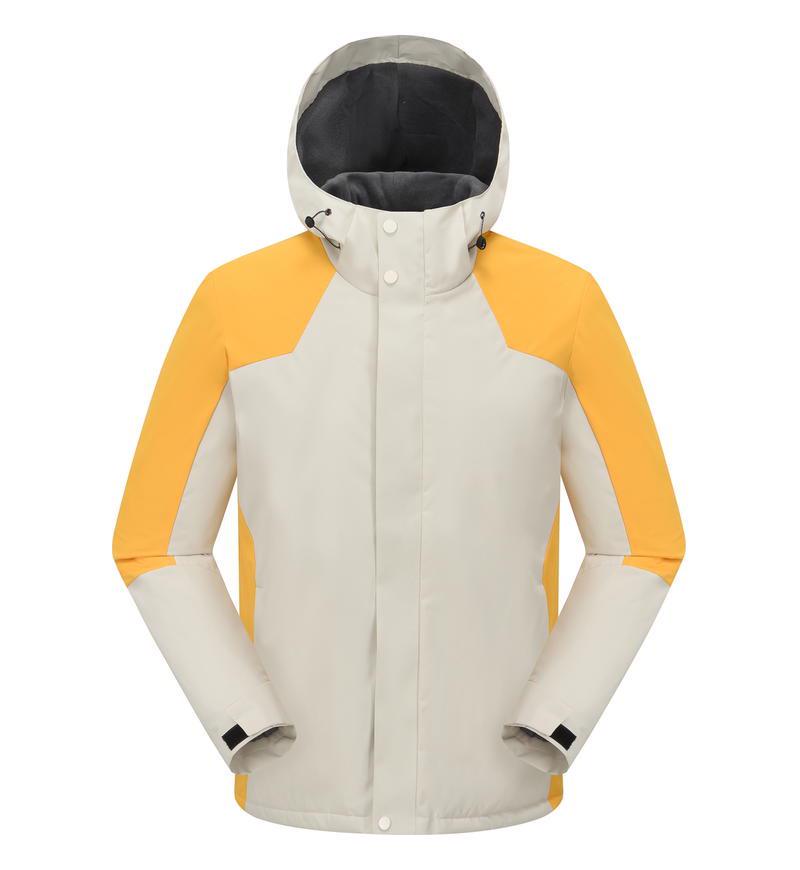 Unisex Waterproof Thick Hooded Jacket for Spring & Autumn - Customizable Mountaineering Apparel with Logo Printing.