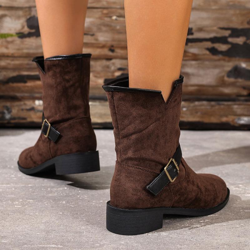 Fashion Winter Ankle Boots for Women Mid Heels Fashion Buckle Shoes 2025 Designer Chelsea Snow Pumps Short Boots New Dress Zaparillas