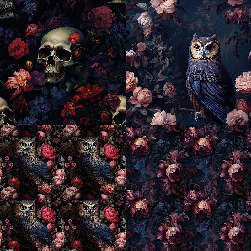 12 pieces DIY photo album scrapbook, account material paper card, single-sided pattern paper, Halloween skull pattern