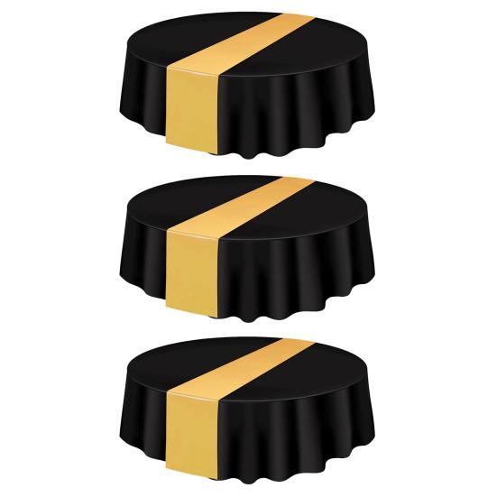 

3 шт одноразовые пластиковые скатерти 84 дюйма водонепроницаемые устойчивые к пятнам покрытия для стола круглые обеденные скатерти для вечеринок мероприятия Рождество выпускной