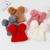 0-1 Years Old Baby Hat Autumn Winter Cute Warm Knitted Hats Solid Colour Casual Large Fur Ball Design Newborn Boys Girls Caps