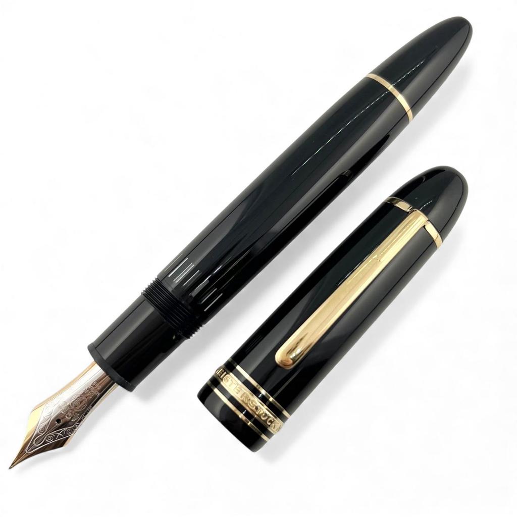 Great MONTBLANC fountain pen Meisterstück 149 white star Black gold 14K mens Used