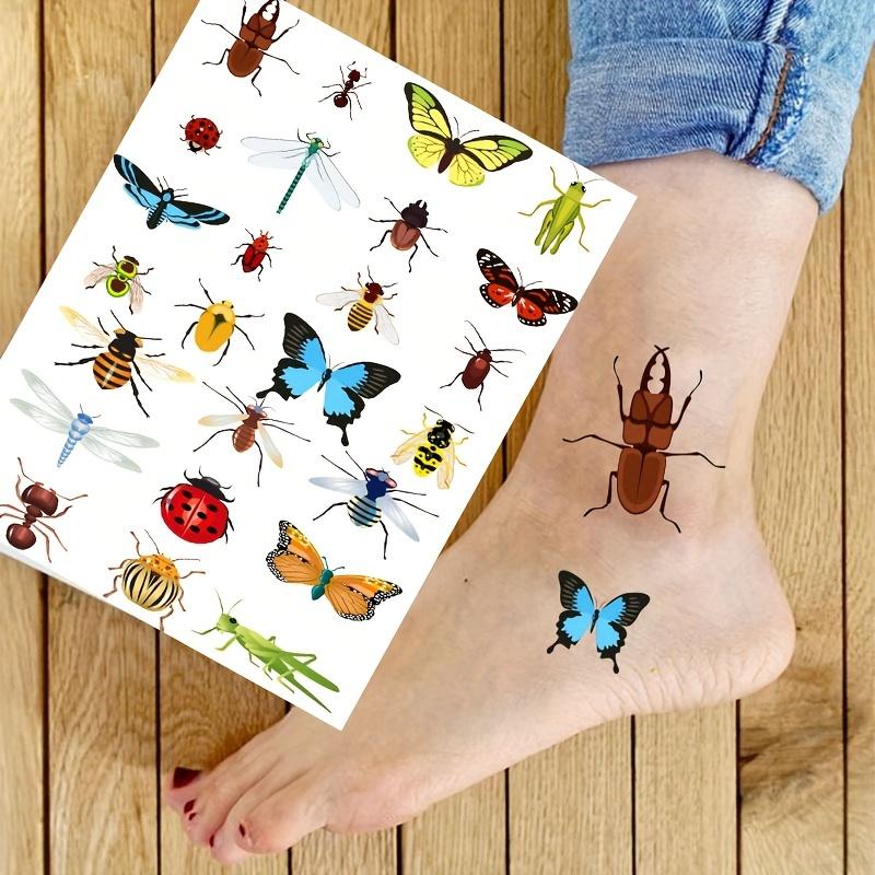 1 adet Tiny Bugs Geçici Dövme Transferleri, Vücut Çıkartmaları Seti, Böcekler, Böcekler, Böcekler Parti Hediyeleri, Doğum Günü Partisi Hediyeleri