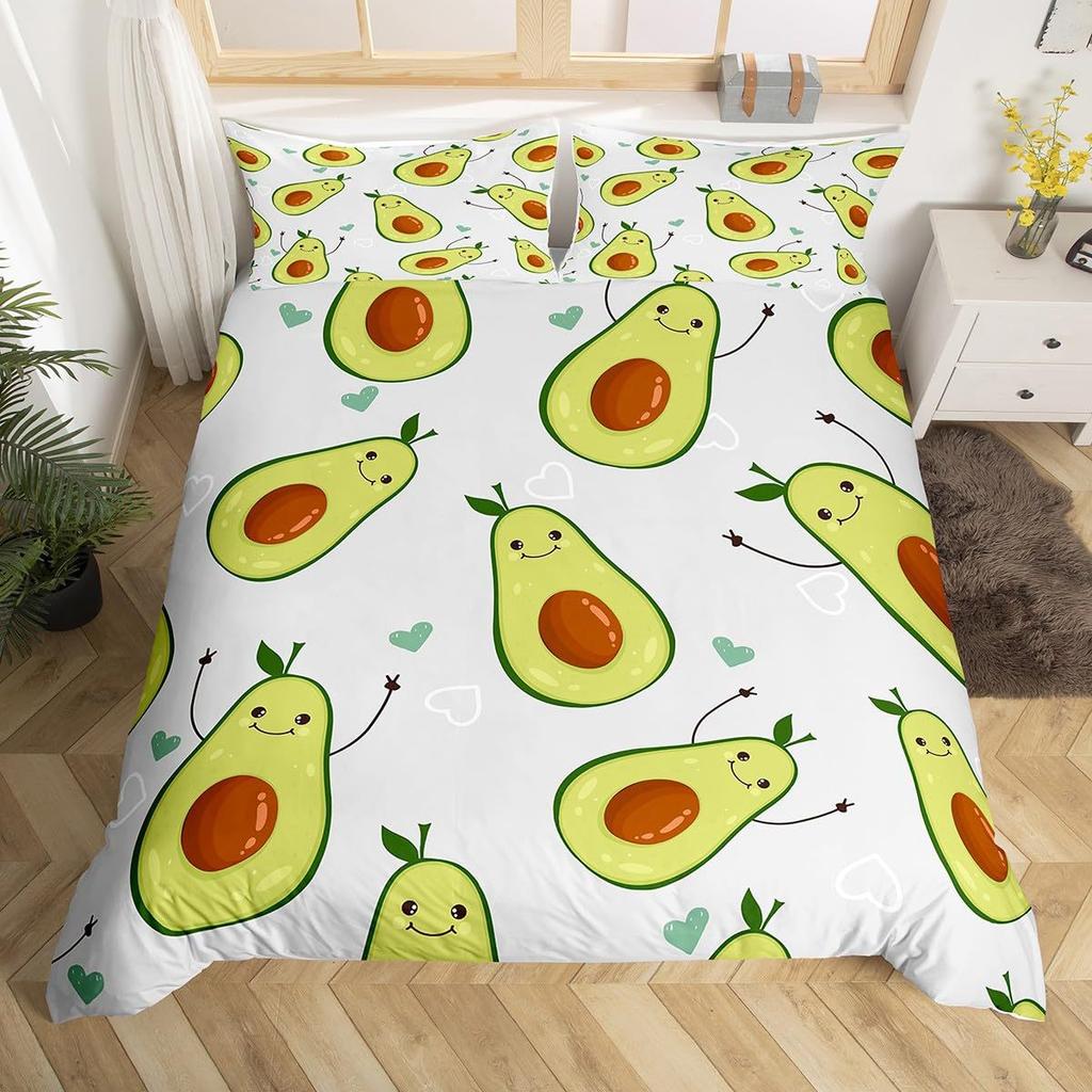 Avocado Duvet Cover Three-piece Set Fun Pattern Bedding Set with Pillowcase