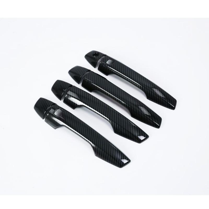 Black Carbon Fiber Pattern Car Side Door Handle Bowl Cover Trim For Mitsubishi Eclipse Cross 2017 2018
