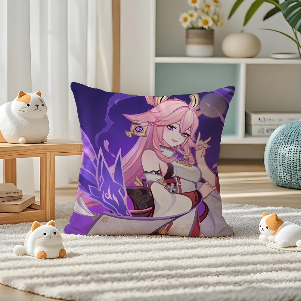 

YYae Shrine Maiden Impact Pillow Case Silky elegant Comfort Sofa Bed Invisible zipper 30X30cm