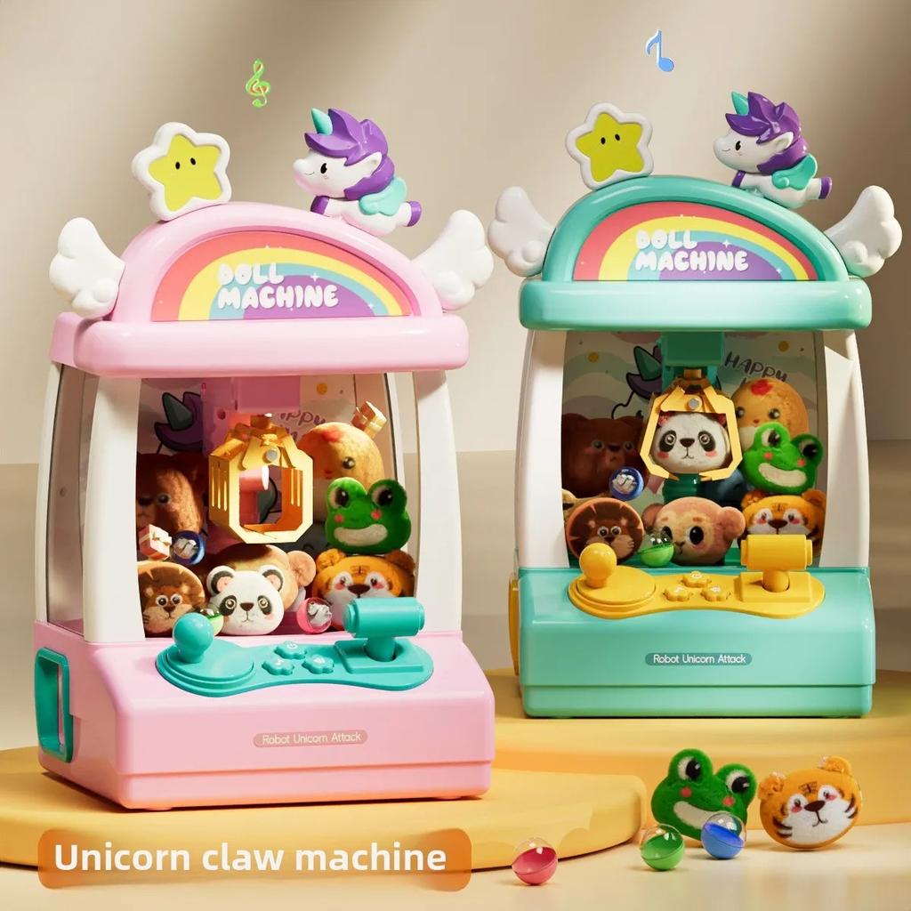 Unicorn Claw Machine Doll Machine Kids Operated Play Game Mini Claw Catch Toy Crane Machines Egg Doll For Gift Toy Claw Machine