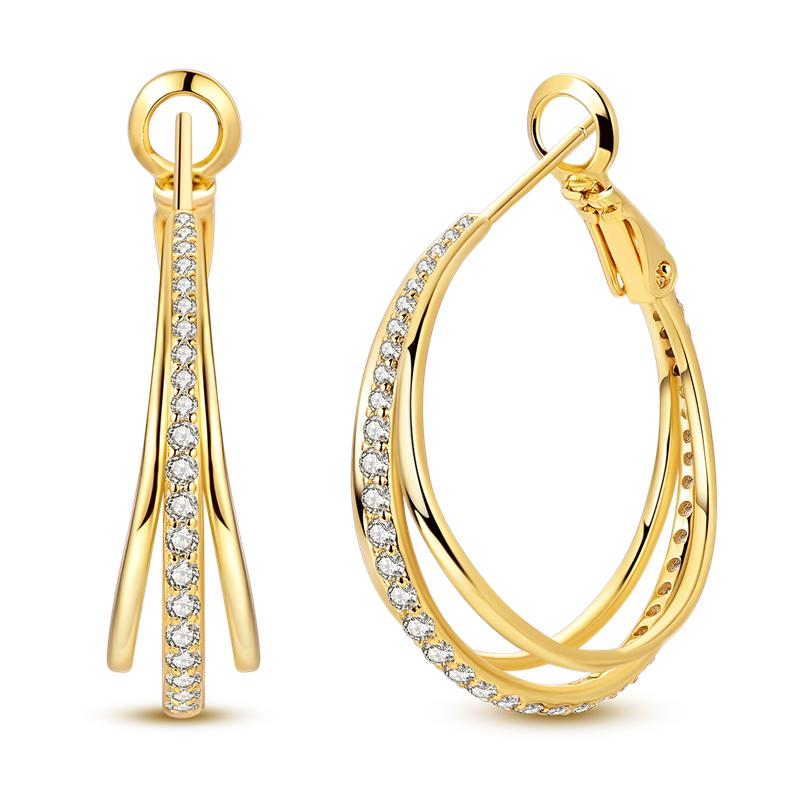 Original 925 Silver Gold Earrings Heart Triangle Hoop Earrings for Teens Women Female Party Fine Earring Jewelry