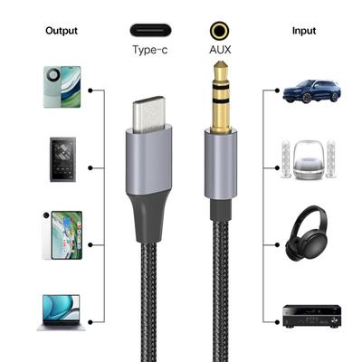Type C To 3.5mm Audio Cord Aux Jack Cable USB C To 3.5mm Port Male Connectors Adapter Wire Headphone Stereo Car Cord