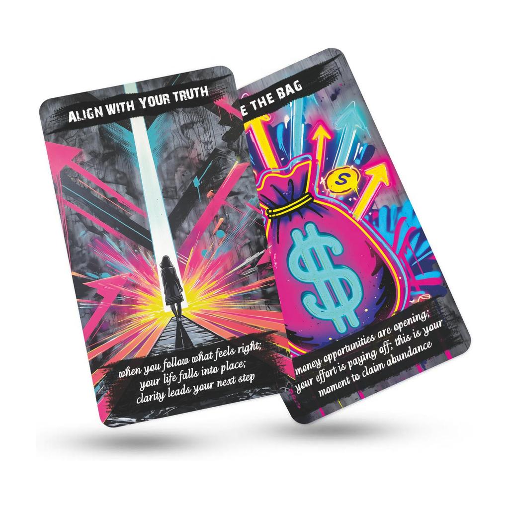 Hra Urban Truth Oracle Cards, 80 karet, Inspirace kulturou pouličního graffiti, Syrový a ostrý jazyk, 13x8 cm, Balíček karet