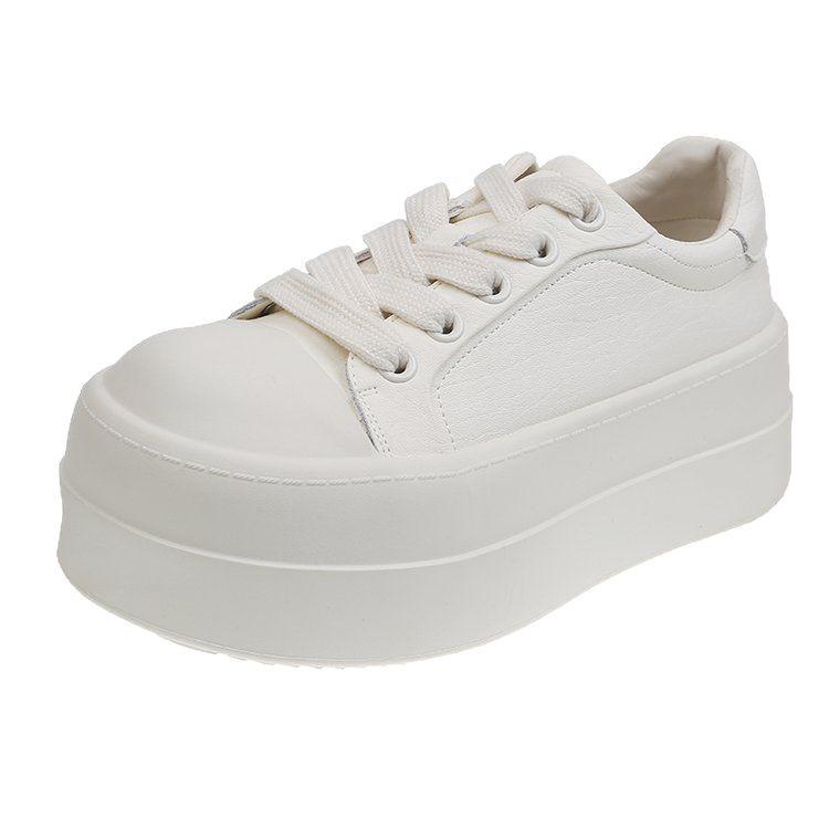 Cowhide version~ Small thick-soled leather muffin shoes for women's 2025 spring new versatile lace-up casual bread shoes