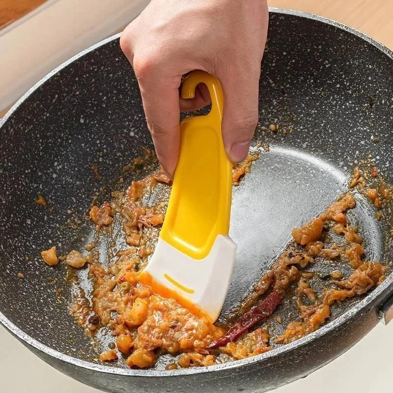 Silicone Pan Scraper Spatula Kitchen Scraper Soft Blade Scraper Non Stick Gentle On Cookware Versatile Kitchen Cleaning Tool