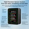 MT11 5-in-1 Air Quality Monitor Carbon Dioxide Detector Formaldehyde TVOC Temperature & Humidity Air Quality Monitor Type C Port