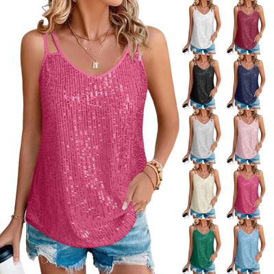 Damenmode Top Ärmellose Paillettenweste