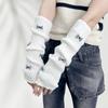 Sweet Cute Fur Bowknot Fingerless Gloves Girl Cosplay Sleeves Arm Sleeves Wool Knitted Sleeves