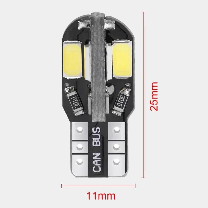 T10 W5W Led Canbus No Error Car Interior Side Light 5W5 12V 5W Auto License Plate Lamp Bulb Dome Read Light White Blue Red Amber