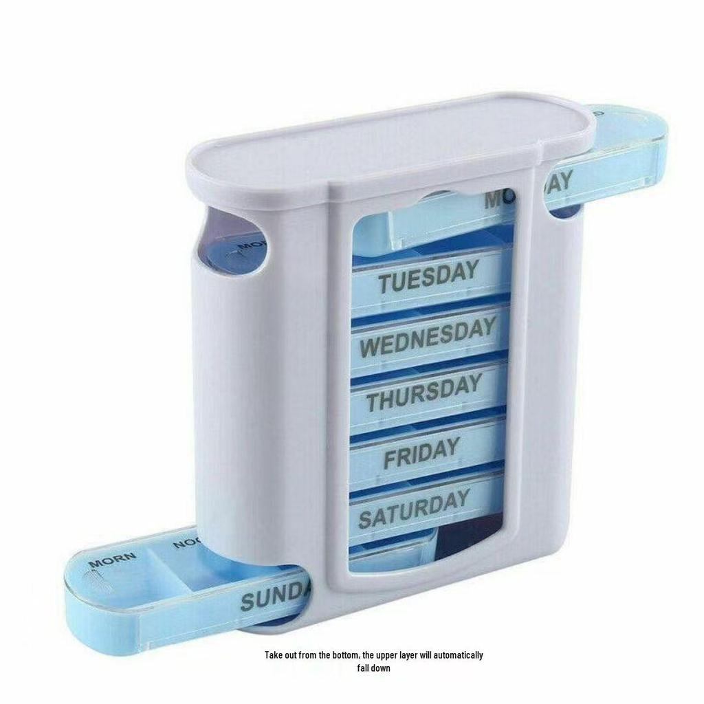 Transparent 28-Grid Detachable 7-Day Pill Box – Portable Medicine Storage and Dispenser