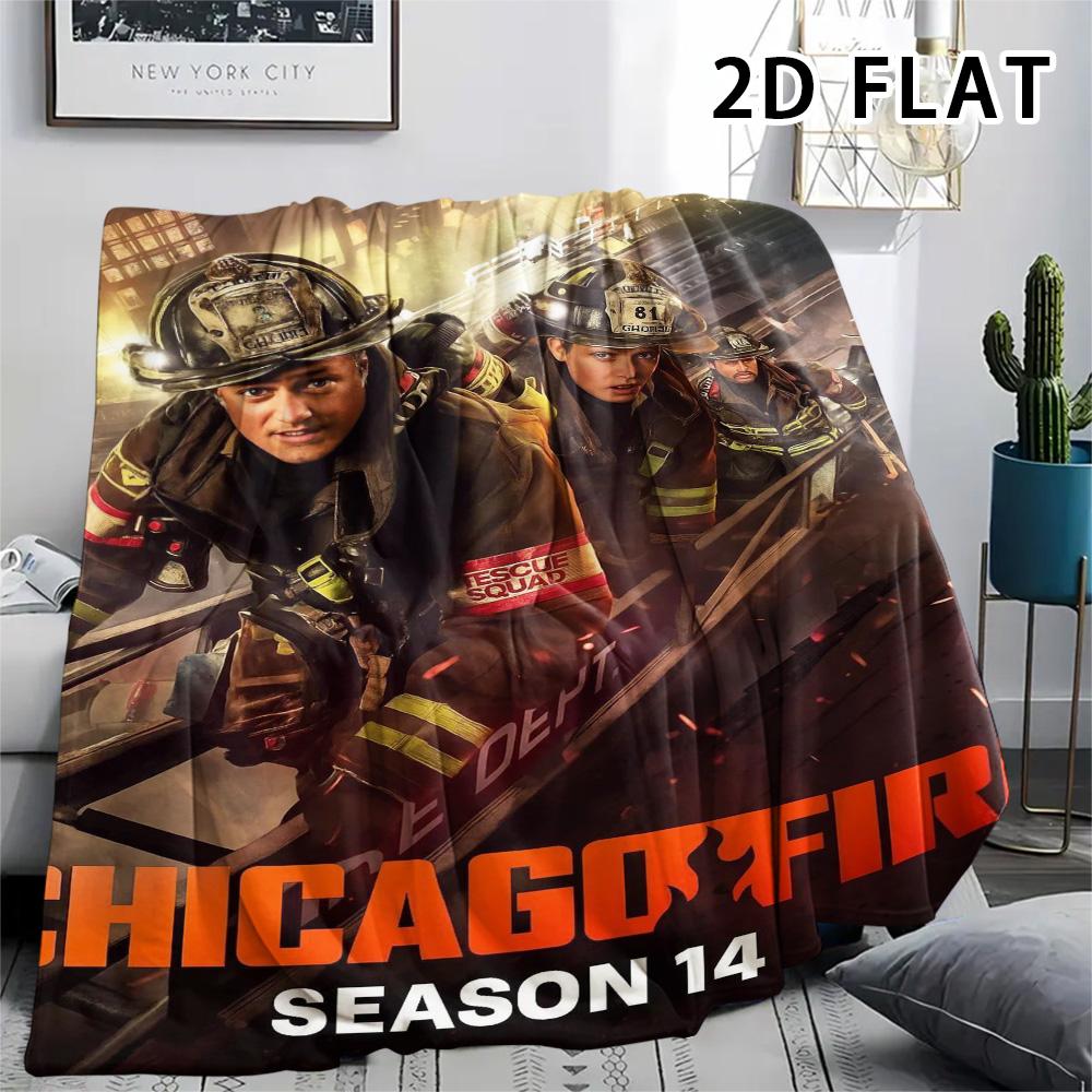 1 Pezzo Coperta in Flanella con Stampa Chicago Fire, Alta Qualità Confortevole per Tutte le Stagioni, Decorazione per la Casa, Calore e Comfort, Perfetta per Regali di Natale