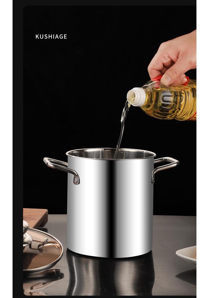 Stainless Steel 304 Large-Capacity Deep Fryer with Strainer and Double Handles, Anti-Scald Design