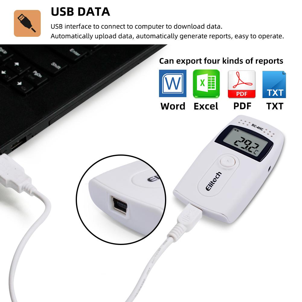 RC-4HC Temperature&Humidity Data Logger With USB Connection External Probe High Precision Sensor And Automatic Report Generation
