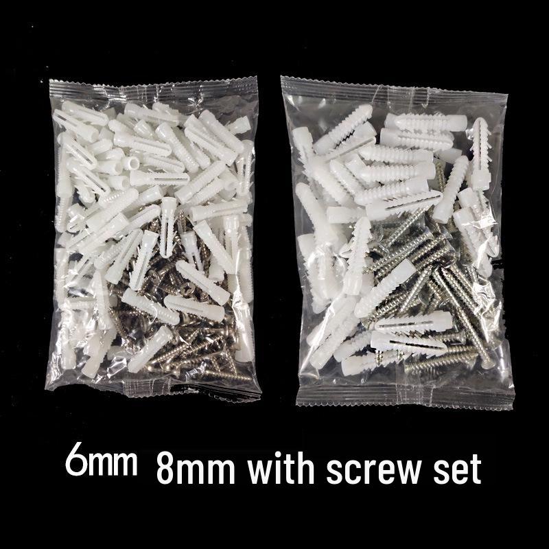 

White Barbed Expansion Tubes & Plugs Set: 6mm/8mm M6 Wall, Rubber Dowels & Screws 6mm - 100 screws, 100 expansion tubes (1 pack)