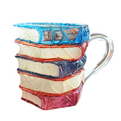Bemalte Buchtasse 300ml 3D Bemalte Teetasse Buchstapel Kaffeetasse für Leser Autoren Lehrer Schüler Bibliothekare Geburtstag