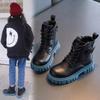 Fashion Versatile Children's Martin Boots Boys Handsome Walk Show Leather Shoes Short Boots Girls Black Boys Boots