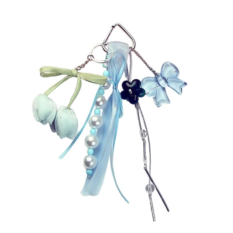 

Fashion Bowknot Keychain Multifuntional Flower Charm Key Holder Elegant Bag Pendant Suitable for Keys Bags and Phone синий