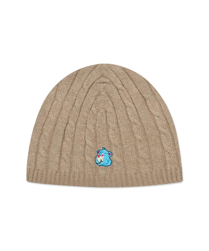 LMC Emb Bear Cable Knit Beanie Beige