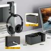 KDD Desk Organizer Desk Headphone Stand with Drink Holder Headphone Holder with 2 Wire Rotatable Headphone Hanger and Removable Storage Rack for and