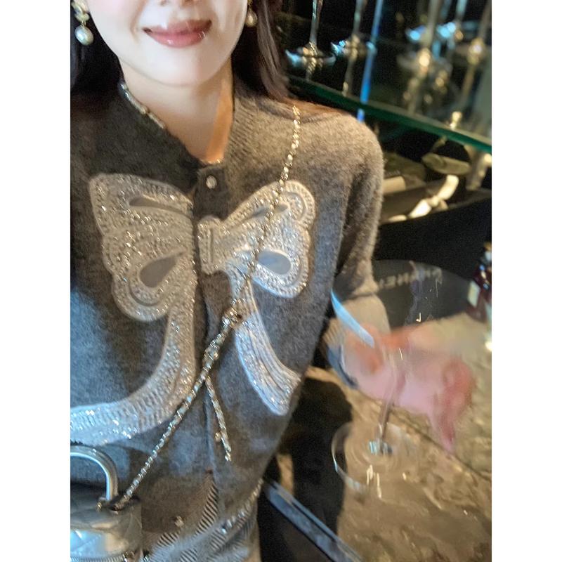 

Вязаный кардиган с вышивкой в виде французского банта с кроликом L