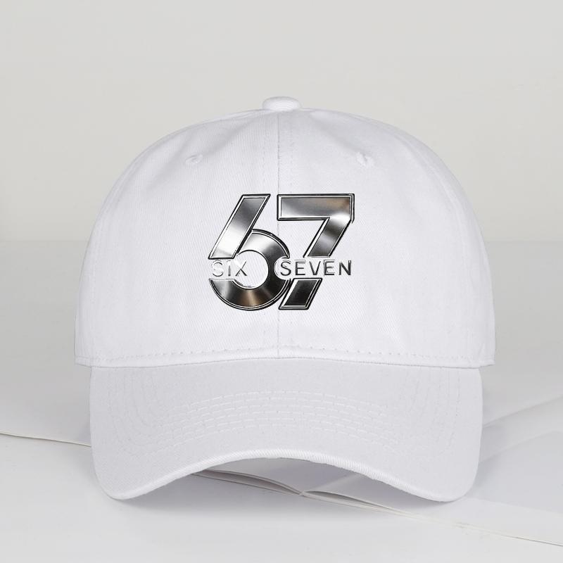 Metallic Number 67 "Six Seven" Print Baseball Cap Adjustable Unisex Cotton Streetwear Sun Hat