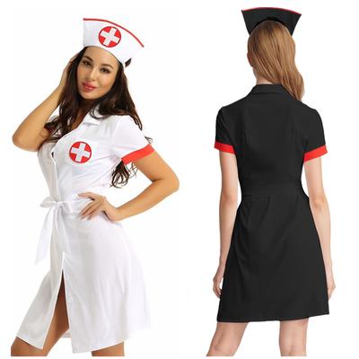 3Pcs/Set Nurse Cosplay Costume Fancy Dress Costume Outfit Role Play Uniform Set for Carnival Halloween