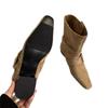 2025 Korean version of the new niche design retro French short boots small square head western boots casual medium boots women's boots